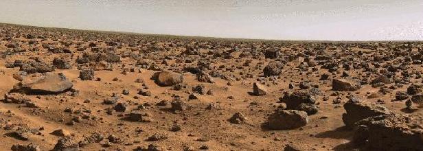 One of the first landscapes taken of Mars
